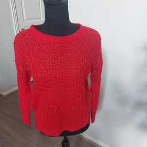 T/O Red with Gold Glitter Longsleeve Sweater Size Medium